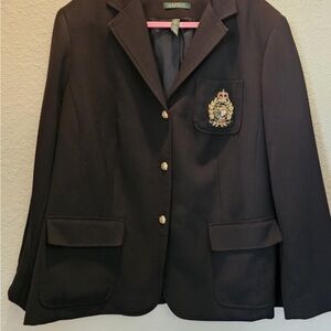 Lauren Ralph Lauren Black Blazer with Gold Crest and Buttons Size 20W